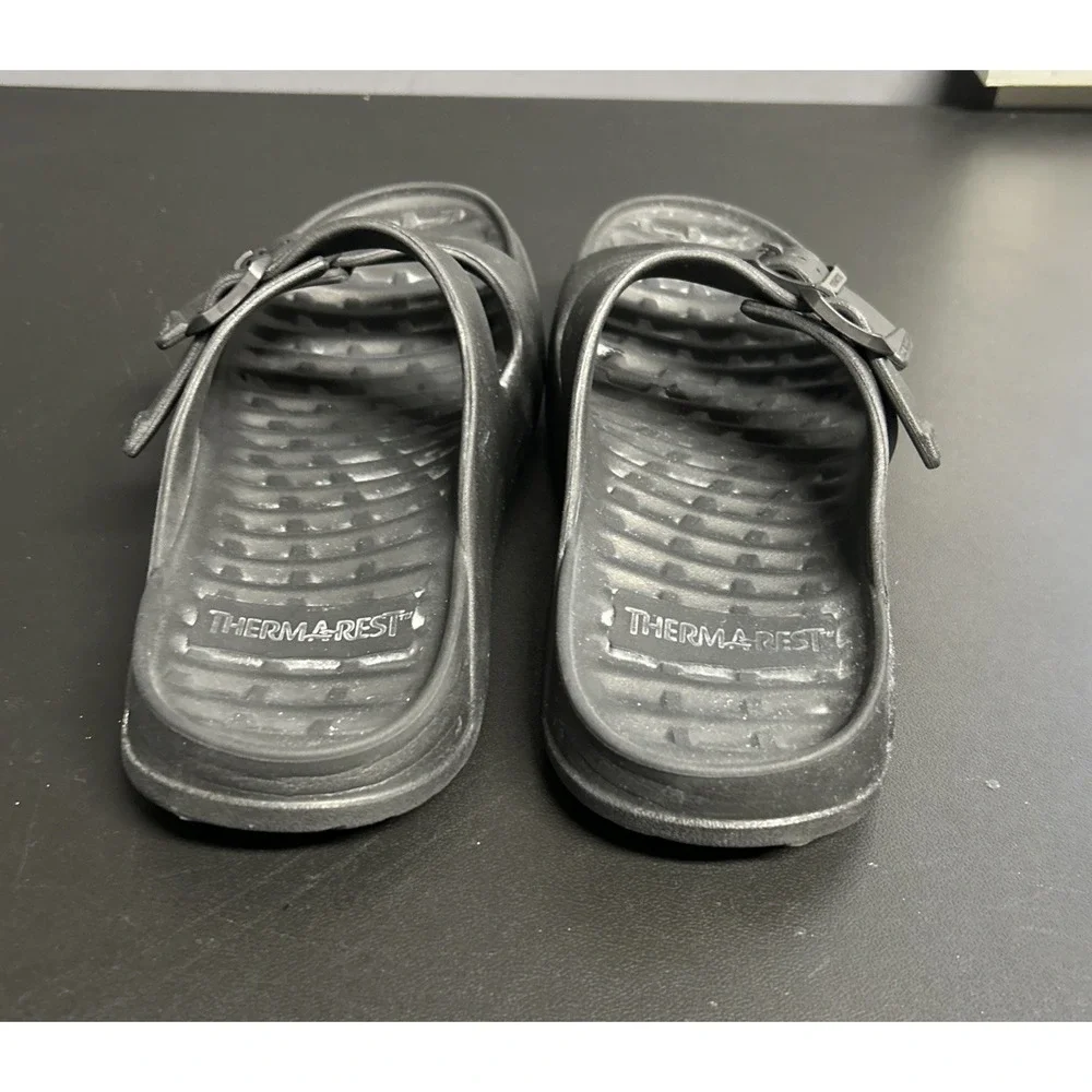 Thermarest Men's 13 Black Slide Slip On Sandals Waterproof Comfort Travel Buckle